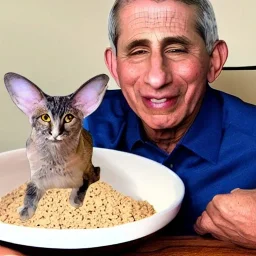 dr. Anthony fauci giant ears eating a bowl of covid Spike protein