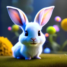 pixar art style of cute pixie rabbit white in native environment, full body, by mobeius, au naturel, hyper detailed, digital art, trending in artstation, cinematic lighting, studio quality, smooth render, unreal engine 5 rendered, octane rendered, art style by klimt and nixeu and ian sprigger and wlop and krenz cushart