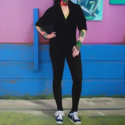 Full body portrait, painting, medium shot lady Cripplepunk