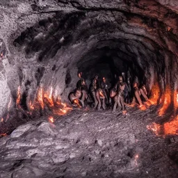 Abyss of hell blood river fire cave people after death