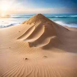 A giant pile of sand in an ocean