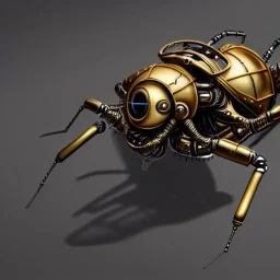 steampunk cybernetic biomechanical robotic bug of death, symmetrical, front facing, 3 d model, very coherent symmetrical artwork, unreal engine realistic render, 8 k, micro detail, gold and steel intricate, elegant, highly detailed, digital painting, artstation, smooth, sharp focus, illustration, artgerm, tomasz alen kopera, wlop