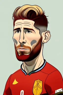 Sergio Ramos Spanish soccer player ,cartoon 2d