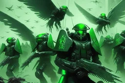 ejercitos de angeles futuristas verdes y negro