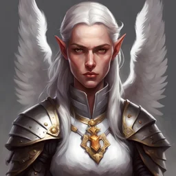 dnd, portrait of human-angel inquisitor