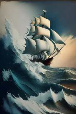 Segelschiff auf grosser Welle von Miro