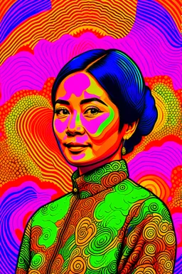 kartini with a psychedelic background