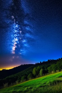 Night sky on a hillside