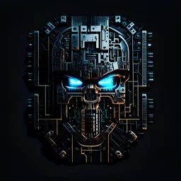 create terminator logo of ai inside chip