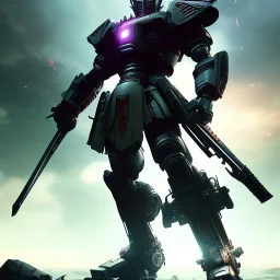 masterpiece Robot samurai, dark cosmic atmospheric, ultra realistic, cinematic lighting, octane render, art by Yoji Shinkawa, composing fit inside, masterpiece, art by Hiroya Oku style