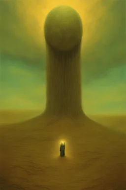 "Quantum Entanglement" is a Heavily Glazed Oil paining that depicts otherworldly Celestial Art; Dystopian Surrealism; Zdzislaw Beksinski ; elegant; fantasy; award-winning