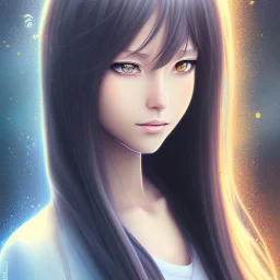 A realistic anime wifu character, water coulour painting