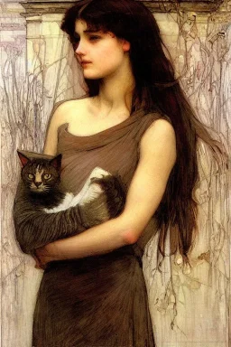 Woman who has a head of a cat. Boreas. John William Waterhouse