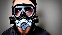 apocalypse hipster, in a respirator