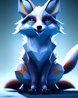 clean art of a cute fantasy fox creature made of segments of stone, soft lighting, soft pastel gradients, high definition