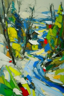 Winter in the style of frank Auerbach