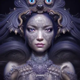 Insanely detailed photograph of an elaborate beautiful dog goddess intricate glowing skin eyes intricate face hair lashes fur dress hyperdetailed painting by Anna Dittmann Huang Guangjian and Dan Witz CGSociety ZBrush Central fantasy art album cover art 4K 64 megapixels 8K resolution HDR Greek shiny space colours jewelry celestial hair eyes light"