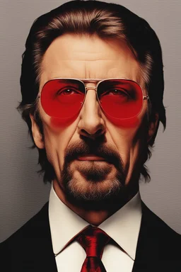 a menacing Hans Gruber wearing red-tinted glasses