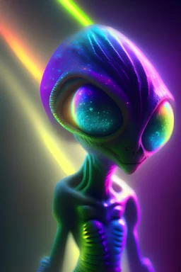 Rainbow chic alien, unreal lighting, volumetric lighting, high contrasts, sharp focus,