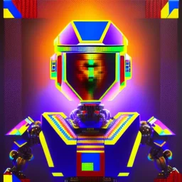 robot portrait in Kente, cinematic, Rubik's cube, african pattern symbols, engraved, 8k quality, hyper realistic, unreal engine 5