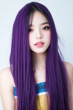 pretty young girl, purple long haired
