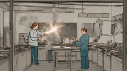 electrical sparks in the science lab