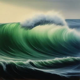 an oil painting of a wave made by an antique painter