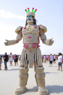 10,000 nerds worshipping giant lord of nerd at burning man festival in the style of hiroku ogai