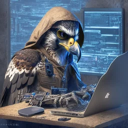 falcon as a hacker using the computer