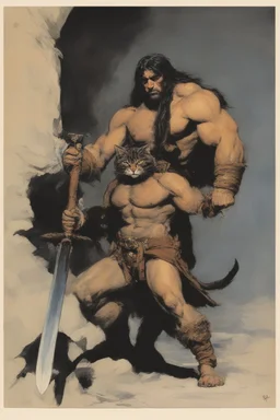 cat the barbarian by Frank Frazetta