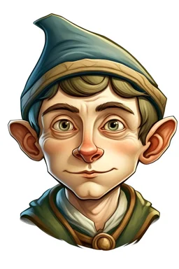 Portrait of a male gnome with short hair, intelligent eyes, angular face, aquiline nose, Botticelli style