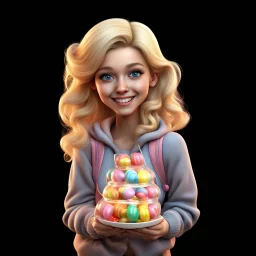candy girl teenager, 3d, smiling, blonde hair
