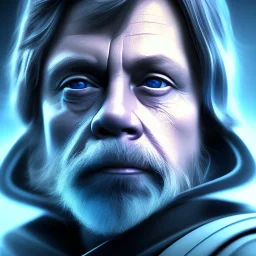 photorealistic jedi mark hamill Star Wars, sharp blue eyes, accurate details, render, cinematic lighting