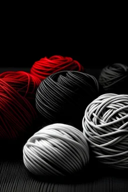 The month of June as wool in black and white with a splash of red.
