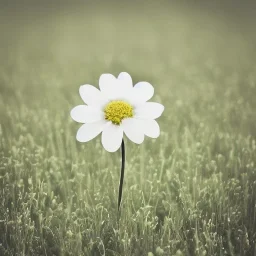 single long stem white flower in a field, polaroid, tender, soft focus, award winning landscape photography, nature photography, r/mostbeautiful