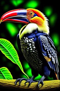 hornbill bird full body, digital art, photo, illustration, digital painting,oil painting, smooth, sharp focus, highly detailed, real bird