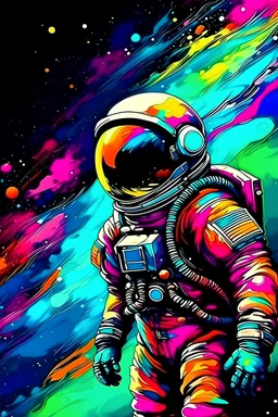 spaceman in the vastness of apace, vivid colors