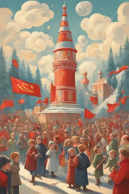 knowledge Day atmosphere in the style of fairy tales of the USSR