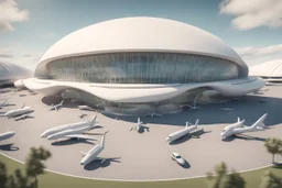 exterior view of an ant-shaped airport, spectacular, shocking, ultra quality, maximalist, 8k 3D