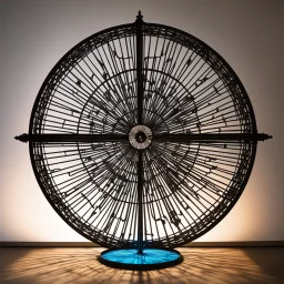 this photo Explores how brightness contrasts with shadow [psychedelic high res photo by Ralph Steadman] Light Against the Dark on a levitating intricated and sophisticated 3D metal piece over a pane