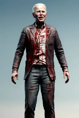 realistic image, joe biden zombie, night, arm cut and bleeding, amputated leg, waist up view, 80s, dark ambient, highly detailed, sky background, concept art, unreal engine 5, god rays, ray tracing, RTX, lumen lighting, ultra detail, volumetric lighting, 3d, finely drawn, high definition, high resolution.