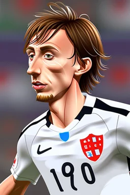 Luka Modric Croatian soccer player cartoon 2d