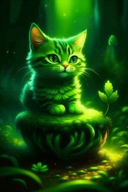 חתולה תולעת ירוקה קסומה גדילה