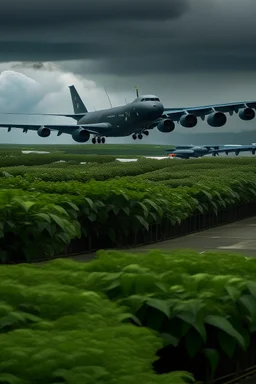 Plants of Boeing B-52 Stratofortress Filling the stormy skys