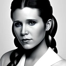 analog style, Beautiful photorealistic close up face of carrie fisher, soft light, soft ethereal skin, rim lighting, sharp eyes, dark plain background