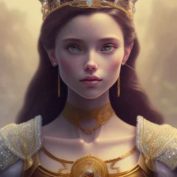 Portrait of Guinevere with crown and mid-12th century elegant apparel.extremely detailed face,crystal clear Big eyes,perfectly centered image,intricate detail.Diseney style, korra character style.and Kilian Eng art color