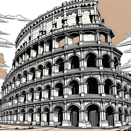 Create a line art of "The Colosseum in Italy"