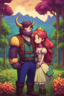 The beast and the princess, stardew, valley style