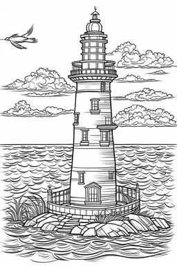 outline art for Lighthouses coloring pages with sitch, white background, Sketch style, full body, only use outline, dementia patients style, clean line art, white background, no shadows and clear and well outlined.