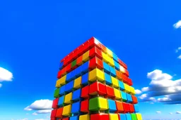 rubik cube moebius waze on blue sky background